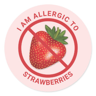 Red Strawberry Fruit On Pink Allergy Awareness Classic Round Sticker