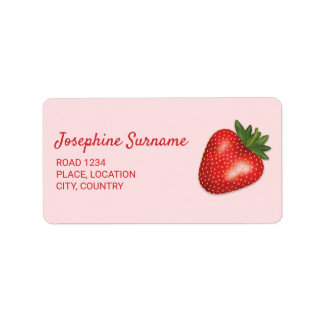 Red Strawberry Fruit On Pink With Custom Text Label