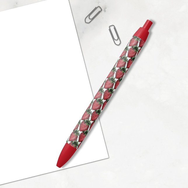 Red Strawberry Fruit Pattern Back To School   Pen (A fun strawberry pattern pen design for a back to school or birthday gift,)