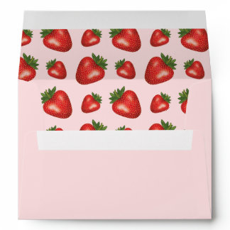 Red Strawberry Fruit Pattern On Pink Envelope