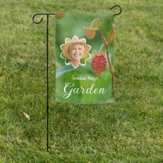 Red Strawberry Grandma's Garden Custom Photo Flag