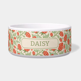 Red strawberry & green leaves pattern bowl