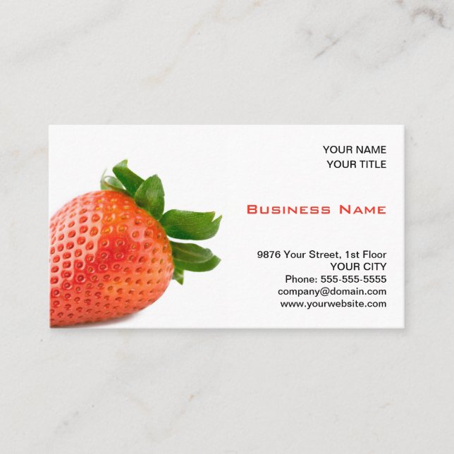Red Strawberry Greengrocer Business Card (Front)