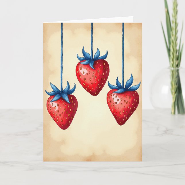 Red Strawberry Heart Card (Front)