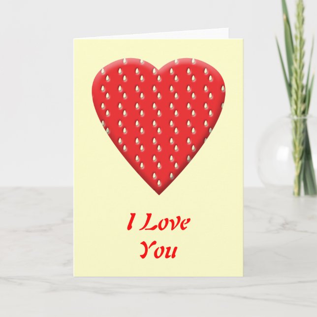 Red Strawberry Heart. Card (Front)