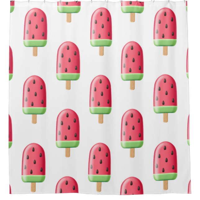 Red Strawberry Ice Cream Pattern Shower Curtain (Front)