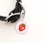 Red Strawberry Illustration On Pink And Pet's Info Pet ID Tag<br><div class="desc">Destei's red and green color strawberry fruit illustration on a light pink background color. On the other side there are two personalizable text areas where one is ideal for the name of the pet while the other one could be used for the owner's phone number.</div>