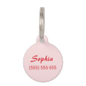 Red Strawberry Illustration On Pink And Pet's Info Pet ID Tag (Back)