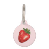 Red Strawberry Illustration On Pink And Pet's Info Pet ID Tag (Front)