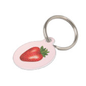 Red Strawberry Illustration On Pink And Pet's Info Pet ID Tag (Side)