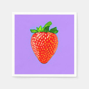 Red Strawberry in Pop Art Style Napkins