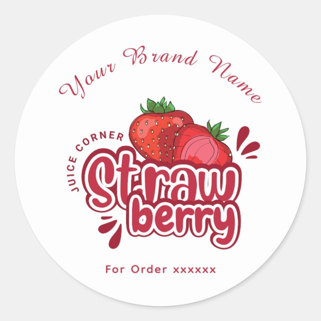 Red Strawberry juice cornor Logo Sticker (Front)