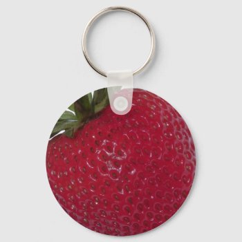 Red Strawberry Keychain by abadu44 at Zazzle