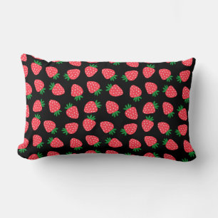 red strawberry lumbar pillow