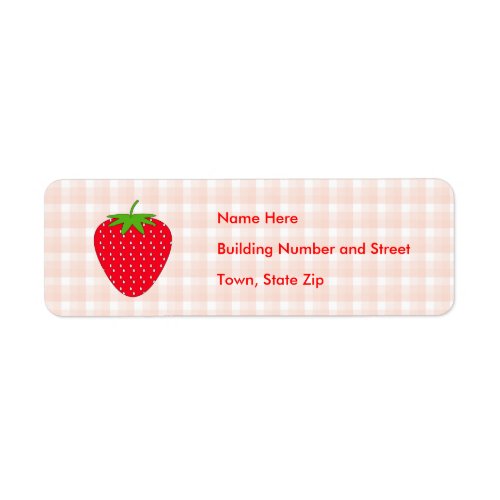 Red Strawberry on Gingham Check Label