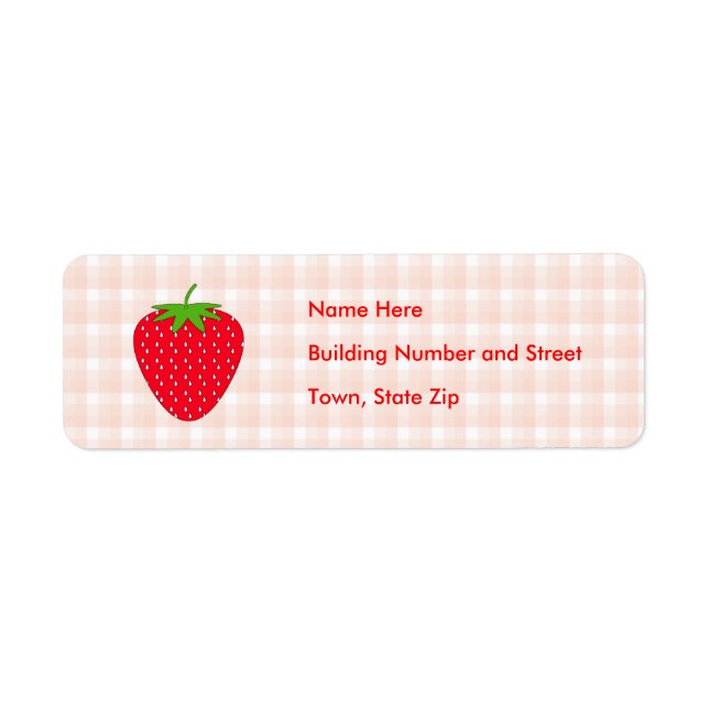Red Strawberry on Gingham Check. Label (Front)