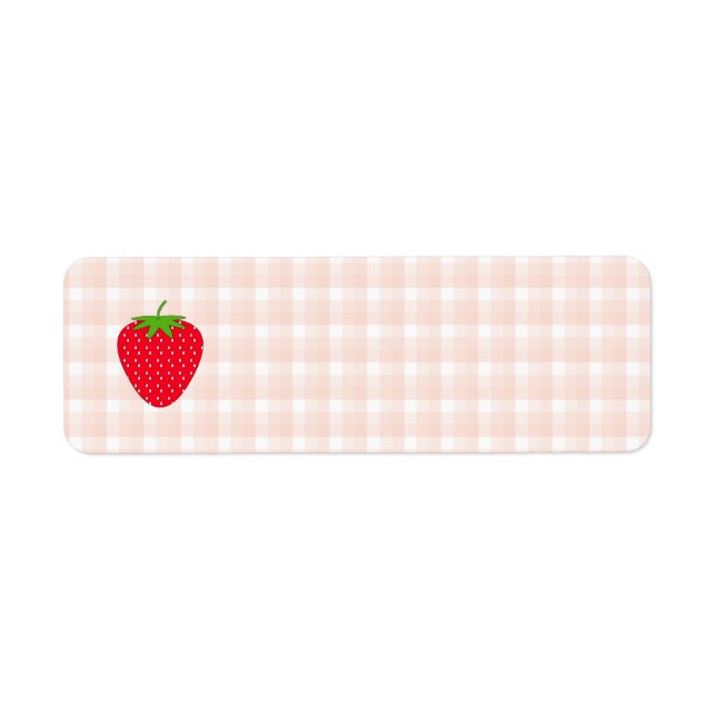 Red Strawberry on Gingham Check. Label (Front)
