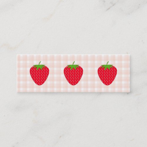 Red Strawberry on Gingham Check. Business Card Template
