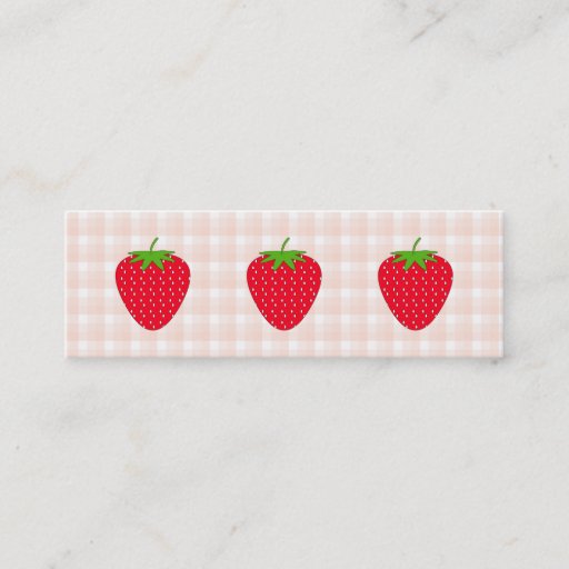 Customizable Red Strawberry on Gingham Check. Business Card Template