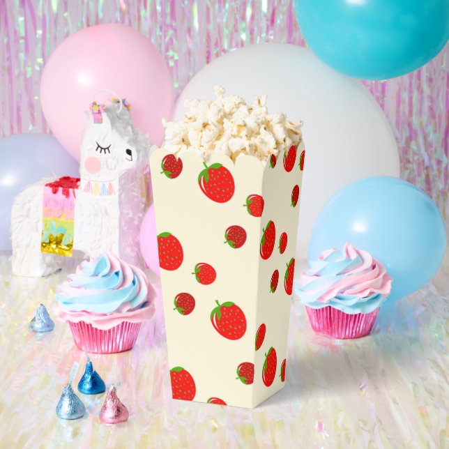 Red strawberry on pink favor boxes (Party)