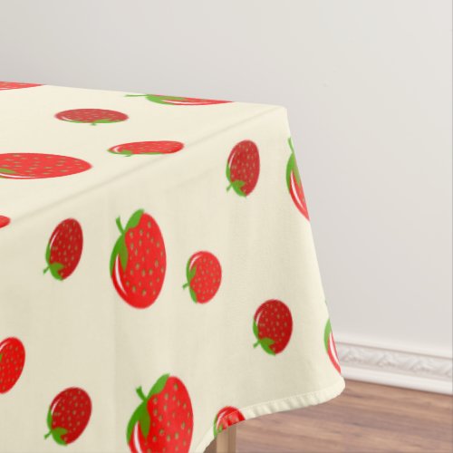 Red strawberry on pink tablecloth