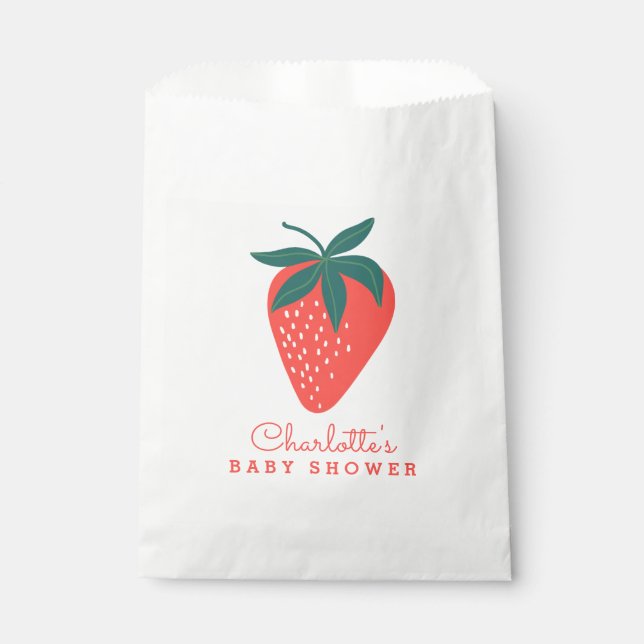 Red Strawberry Party or Shower Favor Bag (Front)