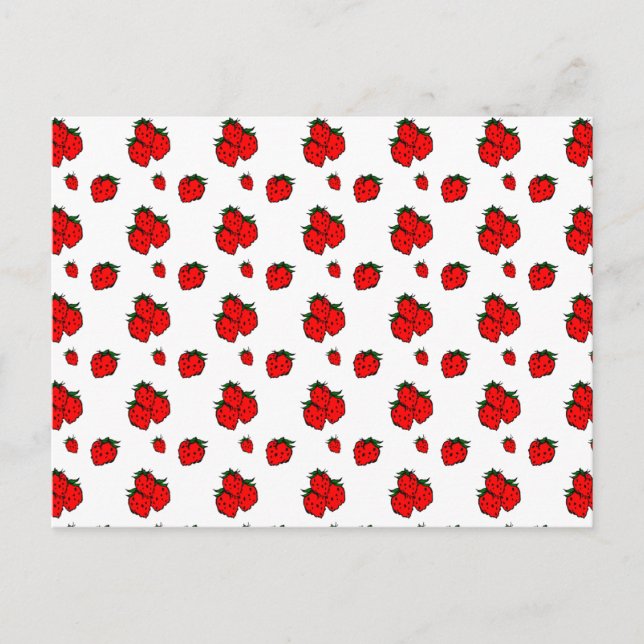 Red Strawberry Pattern Blank Postcard (Front)
