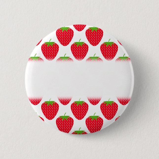 Red Strawberry Pattern. Button (Front)
