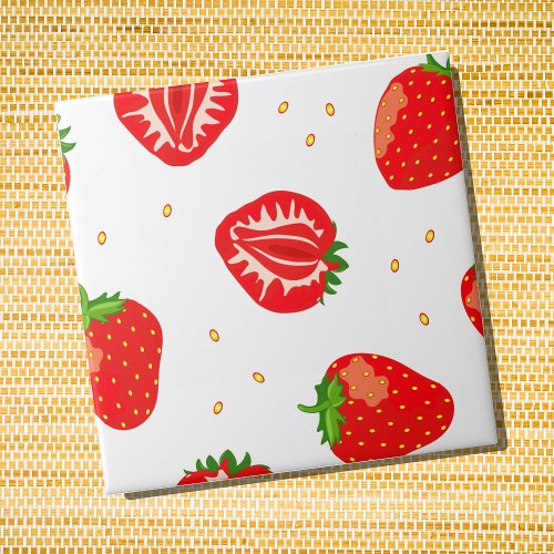 Red Strawberry Pattern Ceramic Tile
