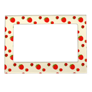 Red strawberry pattern on pale pink magnetic frame