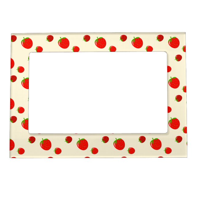 Red strawberry pattern on pale pink magnetic frame (Front)