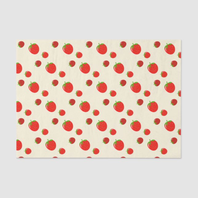 Red strawberry pattern on pale pink tissue paper (Front)