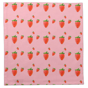Red Strawberry Pattern Pink Party Cloth Napkin