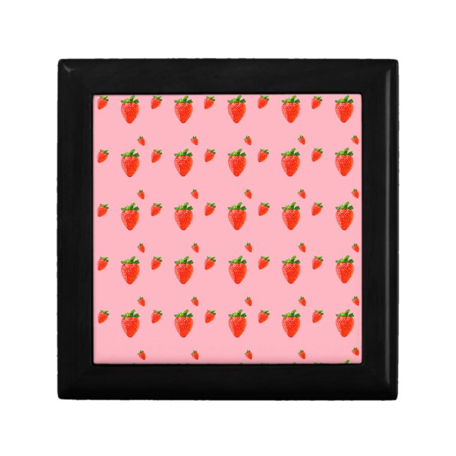 Red Strawberry Pattern Pink Party  Gift Box (Front)