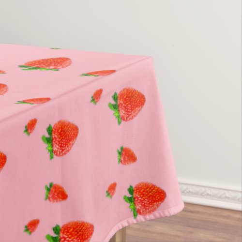 Red Strawberry Pattern Pink Party  Tablecloth