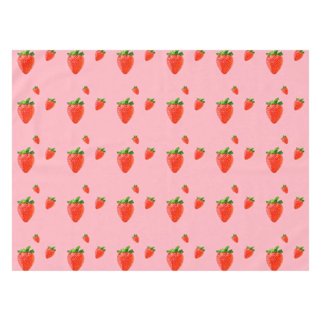 Red Strawberry Pattern Pink Party  Tablecloth (Front (Horizontal))