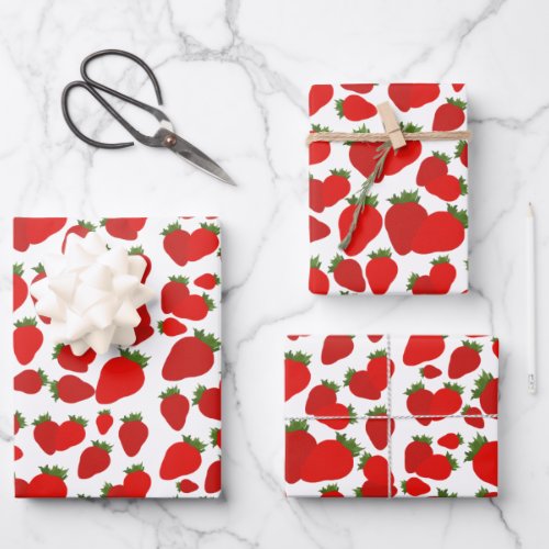 Red Strawberry Pattern  Wrapping Paper Sheets