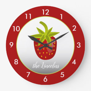 Red Strawberry Personalized Large Clock