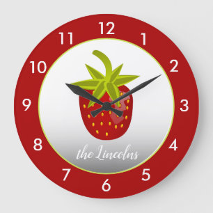 Red Strawberry Personalized Large Clock