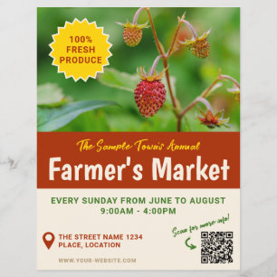 Red Strawberry Photo Fresh Produce Farmer's Market Flyer