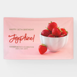 Red Strawberry Photo Summer Brunch Birthday Party Banner
