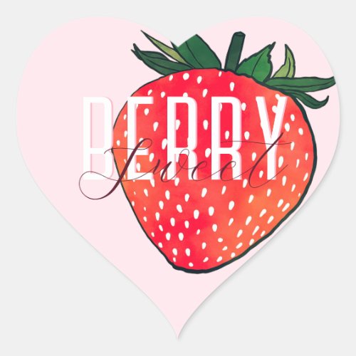 Red Strawberry Pink Berry Sweet  Heart Sticker