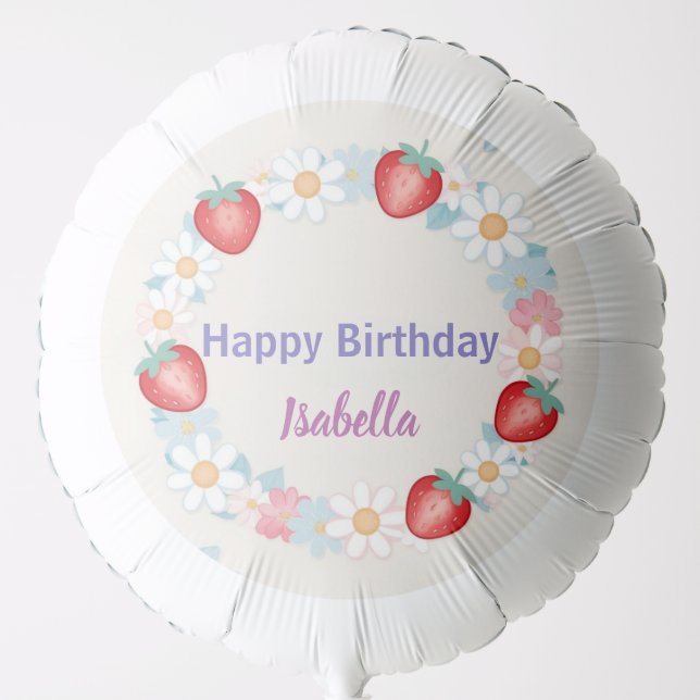 Red Strawberry pink Birthday Party for kids Balloon (Front)