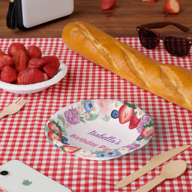 Red Strawberry pink Birthday Party for kids Paper Bowls (Picnic)
