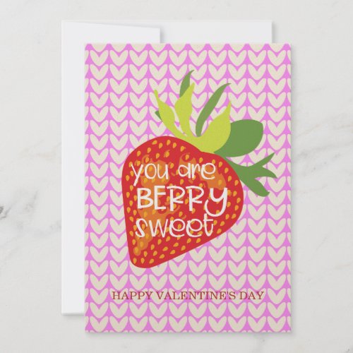 Red Strawberry Pink Hearts Valentines Day Card