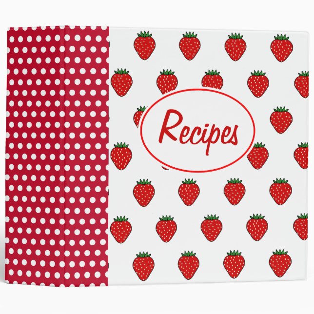 Red Strawberry Recipe Organizer Binder Gift (Front/Spine)