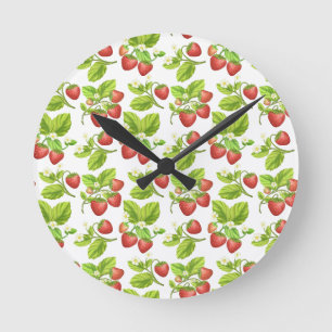 Red Strawberry  Round Clock