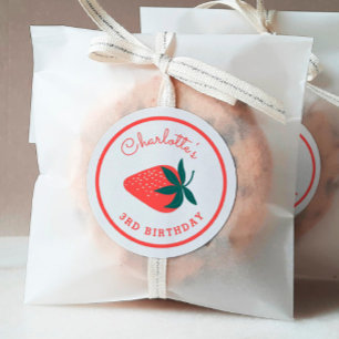 Red Strawberry Round Favor Sticker