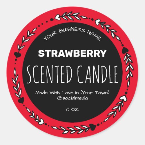 Red Strawberry Scented Product Labels