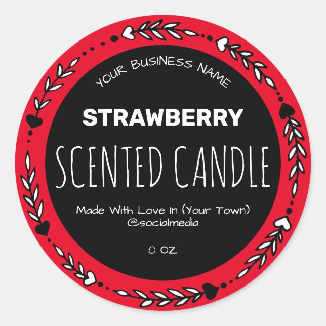 Red Strawberry Scented Product Labels (Front)